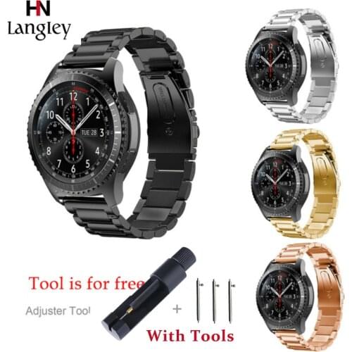 18 20 22 24mm Width Watch Stainless Steel Band Strap For Samsung Gear S2 S3 Smart Watch Mens Wristwatch Accessories Bracelet
