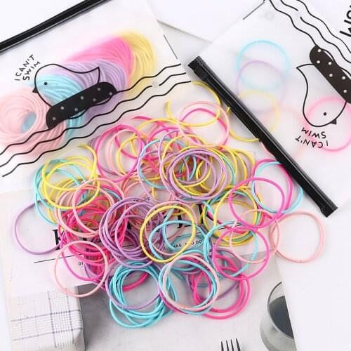 100Pcs/Pack Colorful Baby Girls Elastic Hair Bands Hair Ties Rope Children Ponytail Holder Scrunchie Kids Hair Accessories Gift