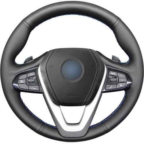 Hand-stitched Black Genuine Leather Car Steering Wheel Cover for BMW G20 G21 G30 G31 G32 X3 G01 X4 G02 X5 G05 X7 G07 Z4 G29