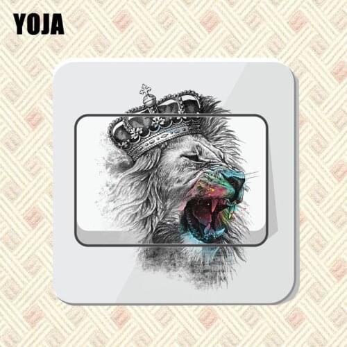 YOJA Lion Head Coolest Artistic Switch Wall Sticker Room Decor Beautiful Colored Handsome 14ss0102