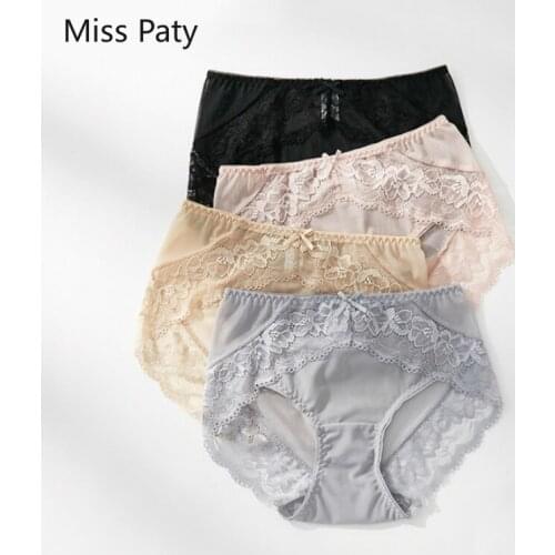 Sexy lace cotton panties 4pcs/lot seamless transparent briefs plus size for women cute lingerie high waist underwear pants black