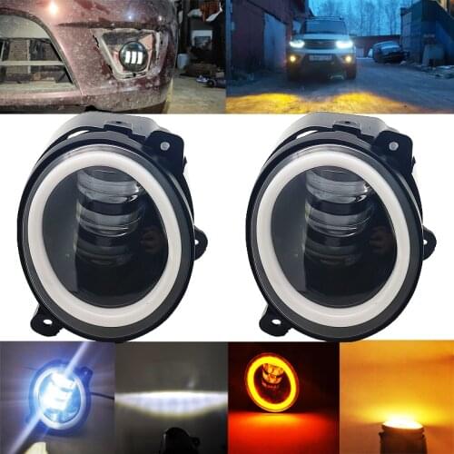 2PC LED Fog light Car fog Passing Lights LED Projector Angel Eye Halo 3.5 inch for Lada granta Kalina 2 Largus anti-fog lights