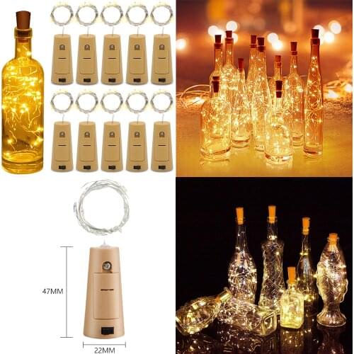 6pcs/Lot Outdoor LED Bottle Cork String Lights 2M 20LED Garden Ornaments Christmas Wedding Party Hanging Decoration Warm White