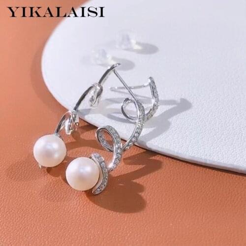 YIKALAISI 925 Sterling Silver Earrings Jewelry For Women 6-7mm Round Natural Freshwater Pearl Earrings 2021 New Wholesales