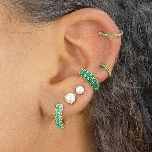 1 PIECE Gold Color micro pave colorful cz rainbow green blue red white zirconia No Pierced Ear Cuffs Earring Women Charm Jewelry