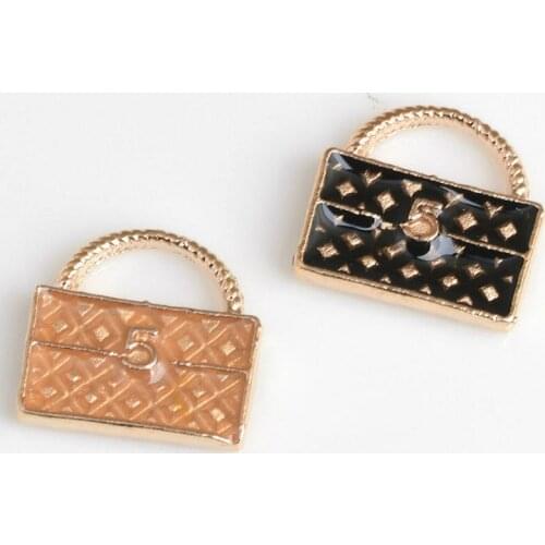 10pcs/lot Enamel Package Lattice Handbag Number 5 Charms For Necklace Bracelet Earring DIY Jewelry Findings Accessories XL1166