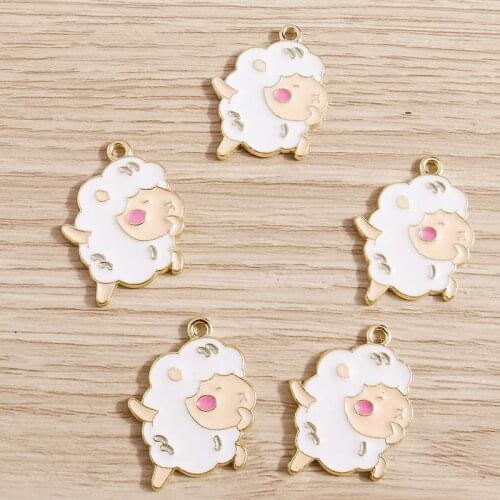 10pcs 20*26mm Cute Sheep Charms for DIY Making Pendants Necklaces Bracelets Earrings Handmade Animal Charms Jewelry Findings