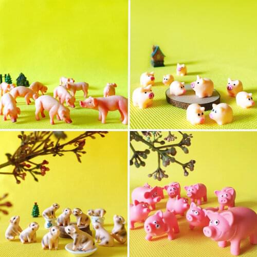 10Pcs/pig/piggy/lovely animal/fairy garden gnome/moss terrarium decor/crafts/bonsai/figurine/home table decor/DIY supplies
