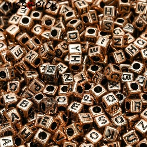 100pcs 6mm Acrylic Beads Cube Square Alphabet Letter Loose Spacer Beads for Jewelry Making DIY Bracelet Necklace Accessories
