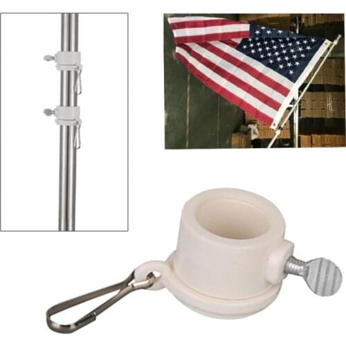 2pcs Newly Portable Plastic Flagpole Mounting Rings Set With Fixed HookAnti Wrap 360 Rotatable Ring With Carabiners