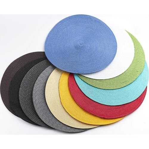 38cm Round Big Woven Nordic Style Non-slip Kitchen Placemat Coaster Insulation Pad Dish Coffee Cup Table Mat Home Decor
