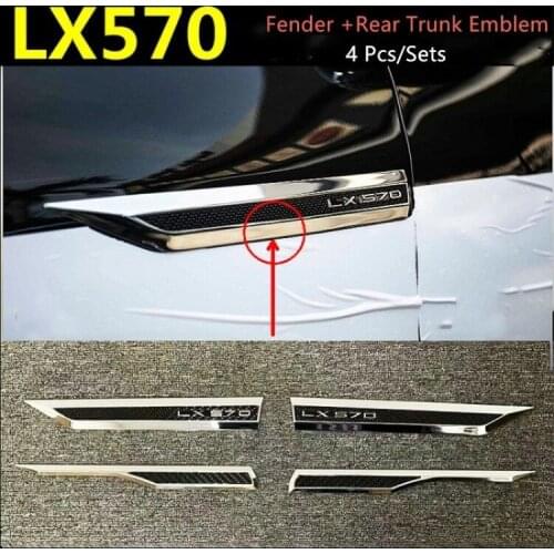 4pcs/lot For Lexus LX570 Door Side Emblem Logo Sticker Rear Trunk Tail Name plate Car Decals