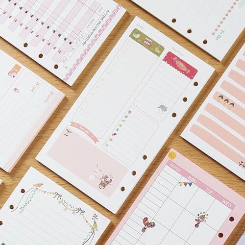 A5 A6 Kawaii Loose Leaf Notebook Paper Refill Spiral Binder Index Inner Pages Monthly Weekly Daily Planner Agenda