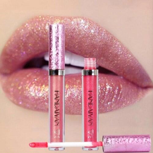 HANDAIYAN Diamond Lip Gloss Waterproof Long-lasting Glitter Liquid Lipstick Lip Moisturizing Makeup Cosmetics HF012
