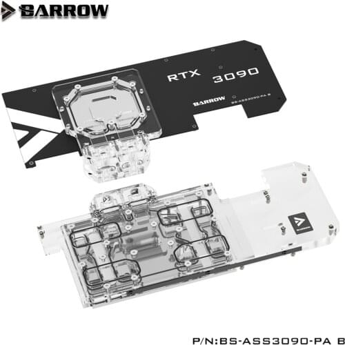 BARROW Double Cooling Water Block Full coverage use for ASUS ROG STRIX RTX 3090/3080 GAMING GPU Card With backplane 5V A-RGB