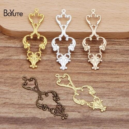 BoYuTe (100 Pieces/Lot) 17*42MM Metal Brass Stamping Filigree Charms Pendant for Jewelry Making Diy Hand Made Materials