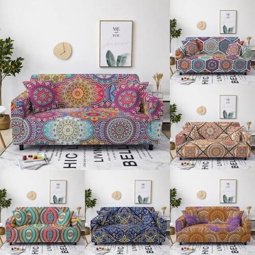 Bohemian Mandala Sofa Covers For Living Room Sectional Corner Elastic Couch Cover L Shape Sofa Slipcover Home Decor 1/2/3/4 Seat