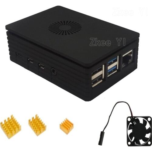 For Raspberry Pi 4 Case Protective ABS Case Black Shell White Enclosure Plastic Box with Cooling Fan Heatsinks for Raspberry Pi