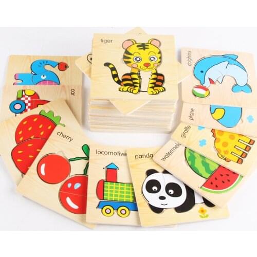 Montessori 3D Wooden Puzzle Baby Toys Educational Toys Plays Cognition Cartoon Grasp Intelligence Puzzles For Kids Wooden Toys