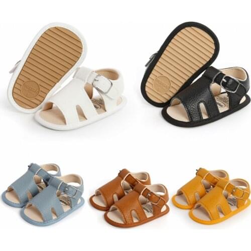 Bobora Baby Summer Shoes Newborn Infant Baby Girls Boys Sandals Shoes Solid Non-slip PU Breathable Toddler Shoes