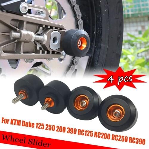 For KTM RC 125 200 250 390 DUKE Motocycle Accessories Front Rear Fork Wheel Protector Crash Sliders Cap Pad RC390 Duke390 Parts