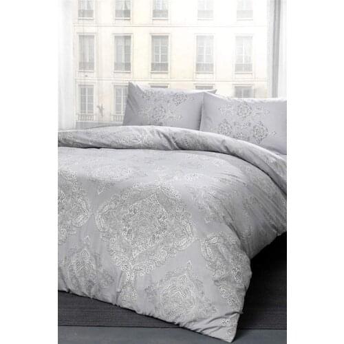 Tac Double Duvet Cover Set Mirabel Gray-200 * 220 cm Duvet Cover + 240 * 260 cm Bed Sheet + 2 pcs 50 * 70 Pillowcases