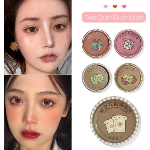 Two-color Blush Powder Cake With Lovely Appearance Design Trimming Contouring Highlight Blush In One Natural Makeup Gift TSLM1