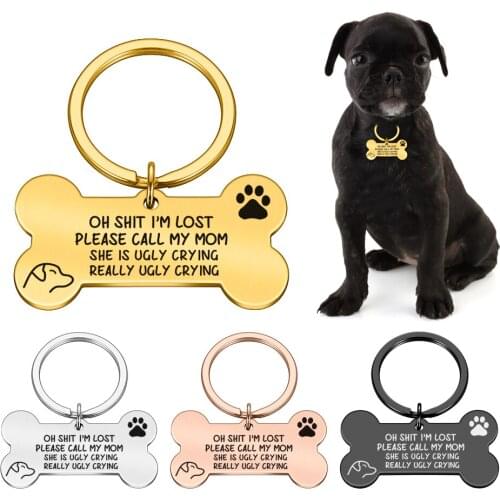 Anti-lost Engraved Pet ID Dog Tags Keychain Double-Sided Dog Collar Accessories Decoration Cat Collars Dog Customized Tags