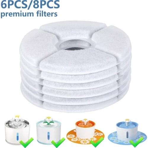 6-8Pcs Cat Activated Charcoal Water Supply Replacement Filter for Cat Dog Water Supply Automatic Pet Water Dispenser
