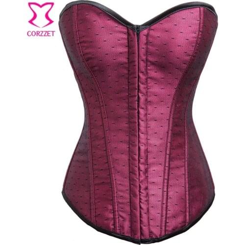 Red Plaid School Girl Costume Burlesque corset overbust Corselet Sexy Waist Cincher Waist slimming Corsets Korsett for Women