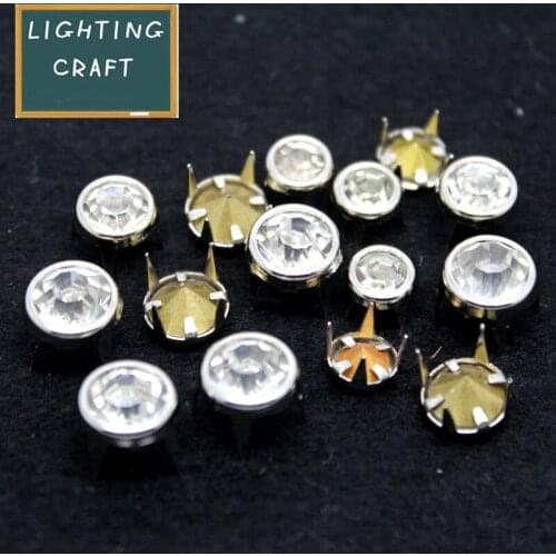 7/8/9mm Copper Sewing Claw Diamond Rivet Silver Colors For Clothes/Shoes And DIY Crafts Handmade Project