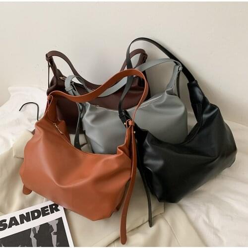 Fashion Solid Color Crossbody Bag Women Casual Leather Dumpling Shoulder Handbag Popular Simple Female Daily Bag