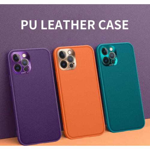 Skeypaik Fashion Genuine Lens Protection Shockproof PU Leather Phone Case For iPhone 12 11 Pro Max Mini Cover Funda Coque