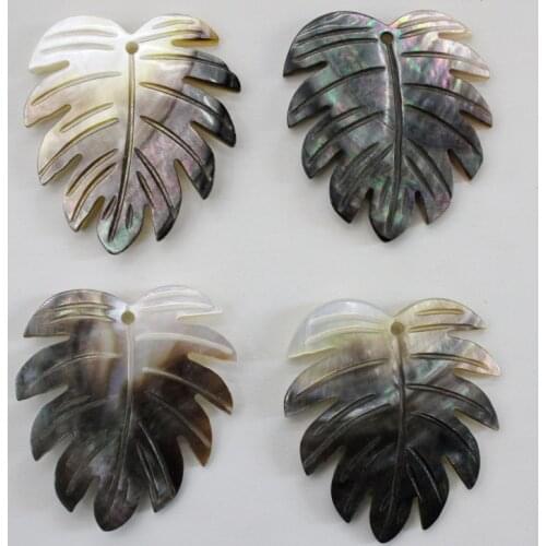 Fashion charm natural Shell Handmade carved the Leaves pendant for diy Jewelry making necklace Earrings Accessories Parts 6PCS