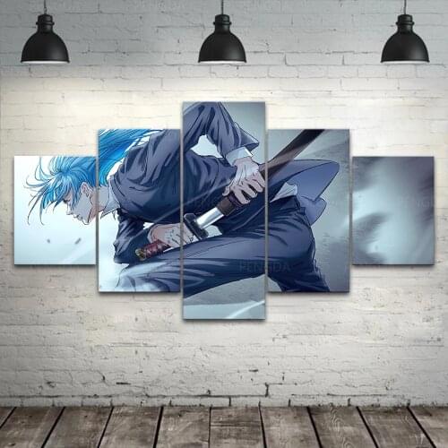 Wall Art Jujutsu Kaisen Poster Home Decor Canvas Painting Modular 5 Panel Figure Anime Pictures Bedroom Bedside Background Frame