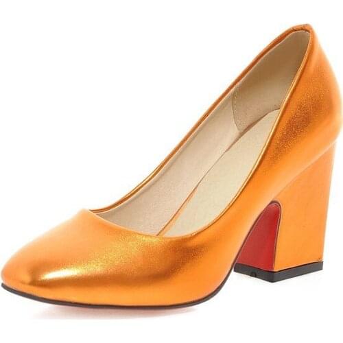 The spring and autumn period and the new fashion square head high with thick with 43 shallow mouth single shoe size code 33-1220