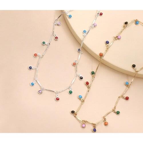 Trendy Boho Beads Choker Necklaces Women Bohemian Neck Chain Candy Color Alloy colorful A small ball Necklaces Jewelry For Girls