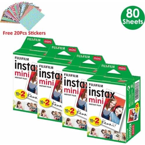 Fujifilm Instax Mini Film Plain White Frame 80 Sheets Instax Mini 9 Films For Fuji Instax Mini 8 7s 70 Camera + Free Stickers
