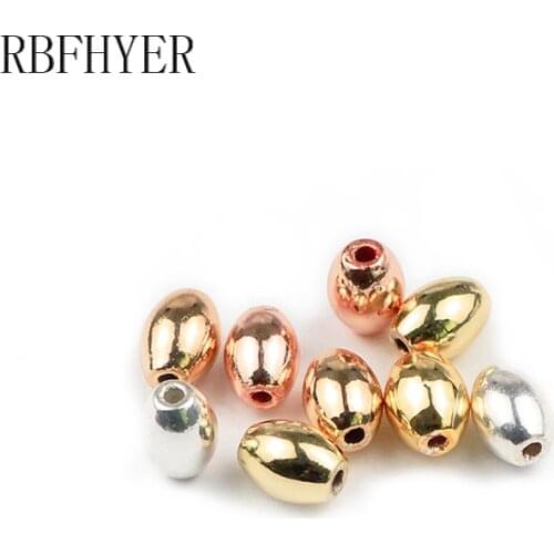 RBFHYER 4x6mm Natural Stone Hematite Oval Shape Grain rice Gold Silvers Spacer loose Beadss For Jewelry Making DIY Bracelets