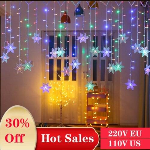 3.2M New Christmas Curtain Snowflake Decoration LED String Lights 2020 Flashing Lighting Curtain Light Waterproof Outdoor Party