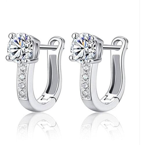 CodeMonkey 925 Sterling Silver U-shaped earrings with shiny zircon For Women Birthday Fashion Jewelry Gift CME1504