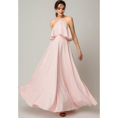 Halter Chiffon Maxi Dress of Bridesmaid