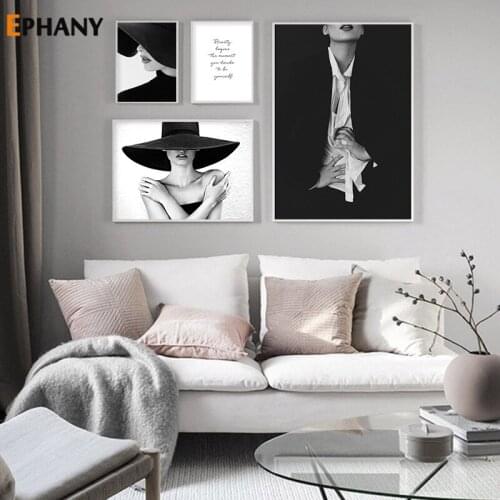 Modern Black White Sexy Lips Canvas Posters Fashion Women Wall Art Pictures for Living Room Painting Prints Home Decoration