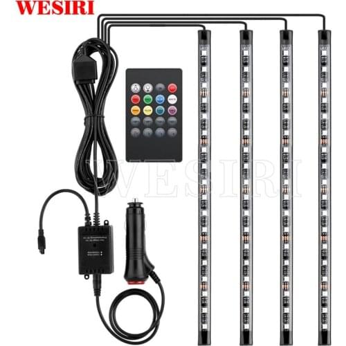72 LEDs Car Strip Lights RGB Multicolor Music Waterproof Automobile Underbody Interior Decoration Light Bars 12V DC
