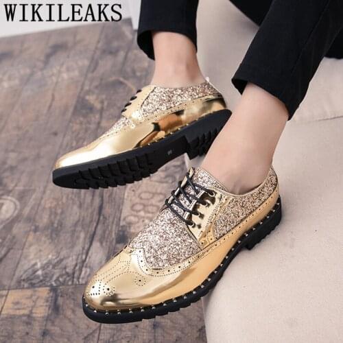 Glitter Brogue Shoes Men Formal Coiffeur Dress Shoes Men Wedding Italian Fashion Brand Party Shoes For Men Sapato Masculino Bona