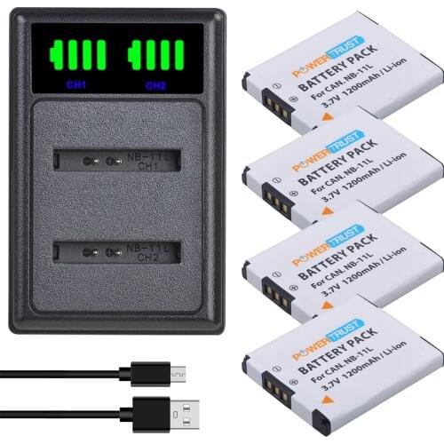PowerTrust 1200mAh NB-11L NB 11L NB-11LH Battery and LED USB Charger for Canon PowerShot A2400 A2500 A2600 A3400 A3500 A4000 IS