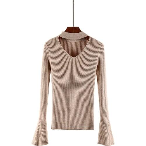 Thick Sweater V-Neck Women Fashion Autumn Pullovers Long Sleeve Female Sweater Women Slim Knit Coat Blouse Winter Knitwear D233