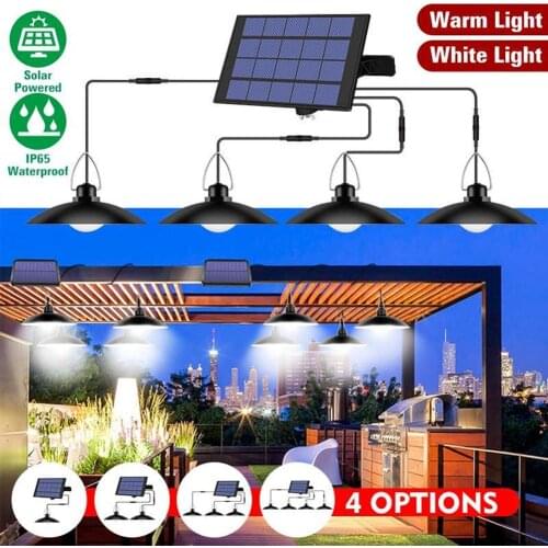 1/2/3/4 Head Solar Pendant Light LED Outdoor Indoor Waterproof Chandelier Solar Lamp With Line For Courtyard Garden Camping