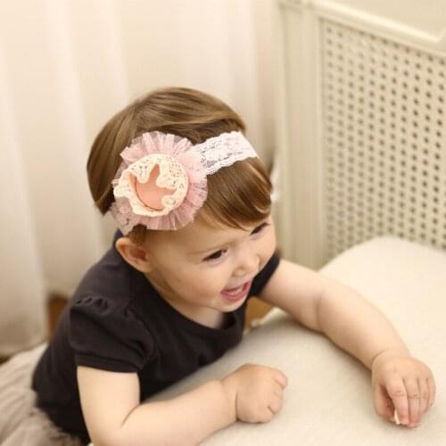 10pcs Fashion Cute Gemstone 3D Crochet Tiaras Hairbands Solid Kawaii Lace Cutouts Crown Soft Headbands Headwear Pink