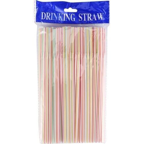 100 Pcs Flexible Plastic Solid White Party Tea & Coffee Shop Disposable Drinking Straws Wedding Decorations